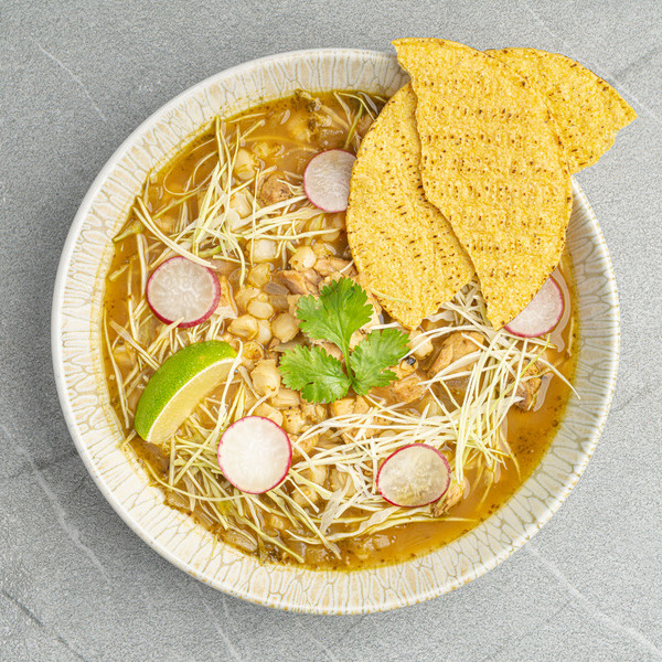 Green Pozole Stew with Traditional Garnishes